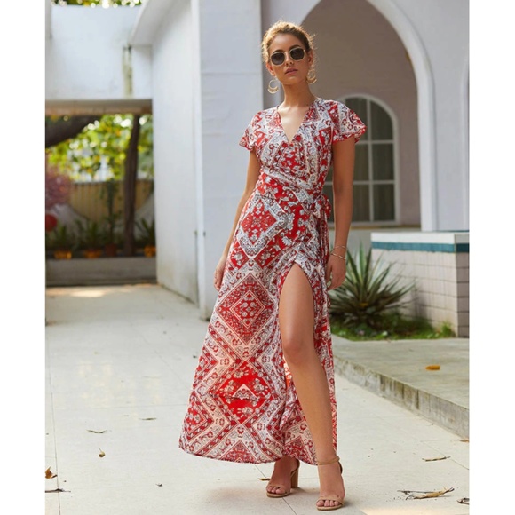 ChicksDesire Dresses & Skirts - 🆕Gypsy Bohemian Summer V-neck Maxi Printed Dress